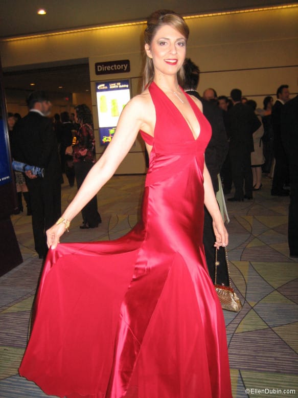 Ellen on the second night of the Gemini Awards. This red gown was designed by Dina Bar-el.