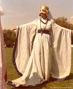 Here is a photo from a University production of a classic Passion Play performed outdoors where the audience goes from one station to the other watching the various actors. Ellen as Chastity. Yes, a very virtuous character!
