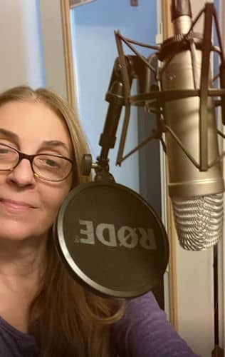 Ellen Dubin recording an audio book