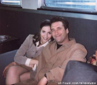 A candid shot from the movie, " The Tunnel" directed by and starring Daniel Baldwin. Ellen played Megan, the lawyer. The film was shot on a train.